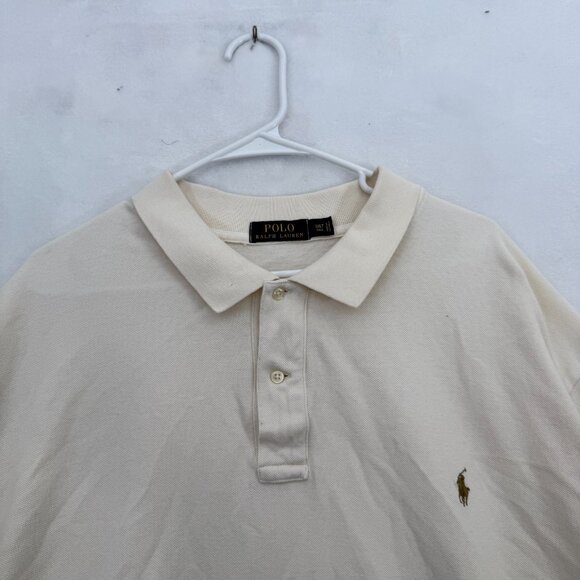 Polo Ralph Lauren Polo Shirt Mens 3XLT Tall Cream Knit Pony Preppy Casual - Picture 2 of 8